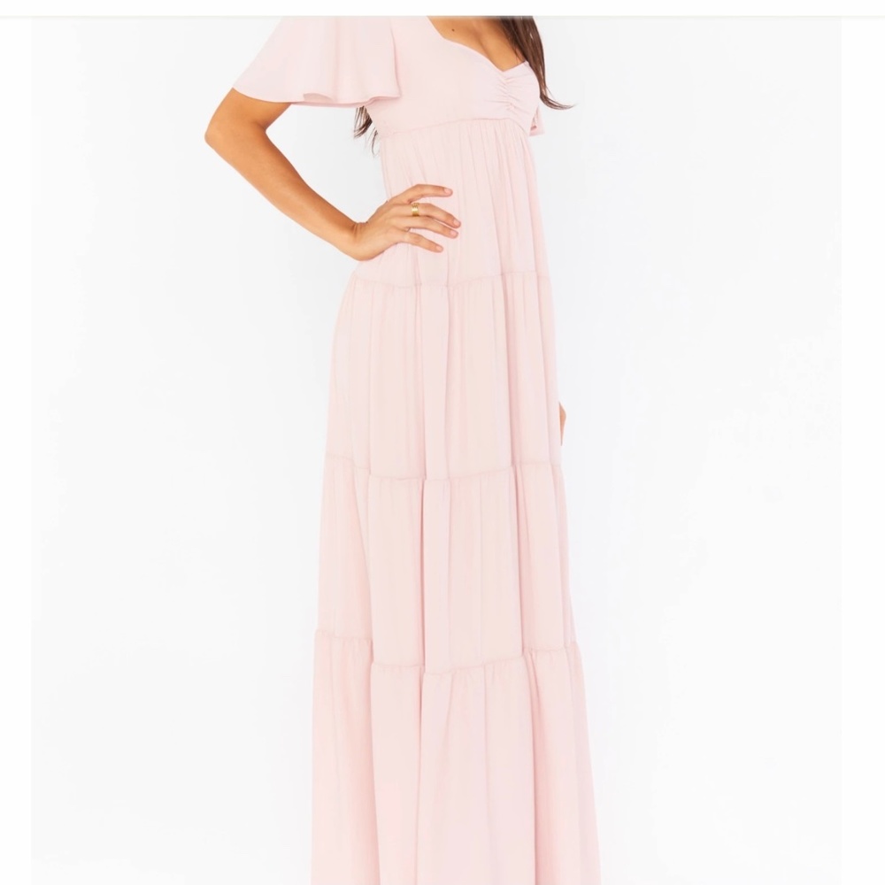 Show Me Your Mumu Blush Pink Maxi Tiered Prom Dress